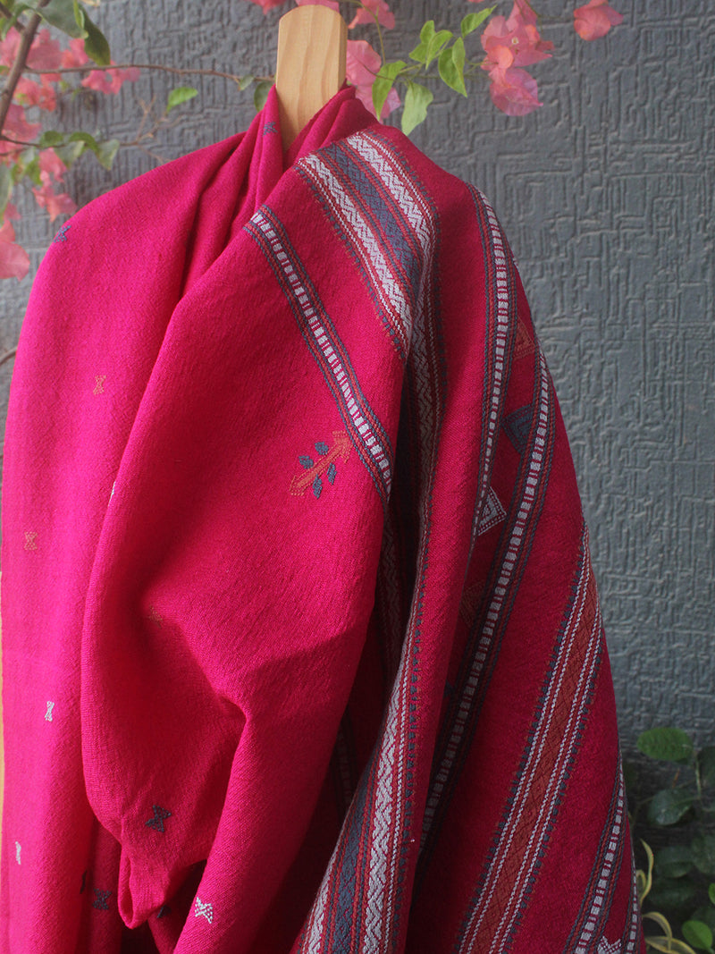 Pink Bhujodi Handloom Merino Wool Shawl