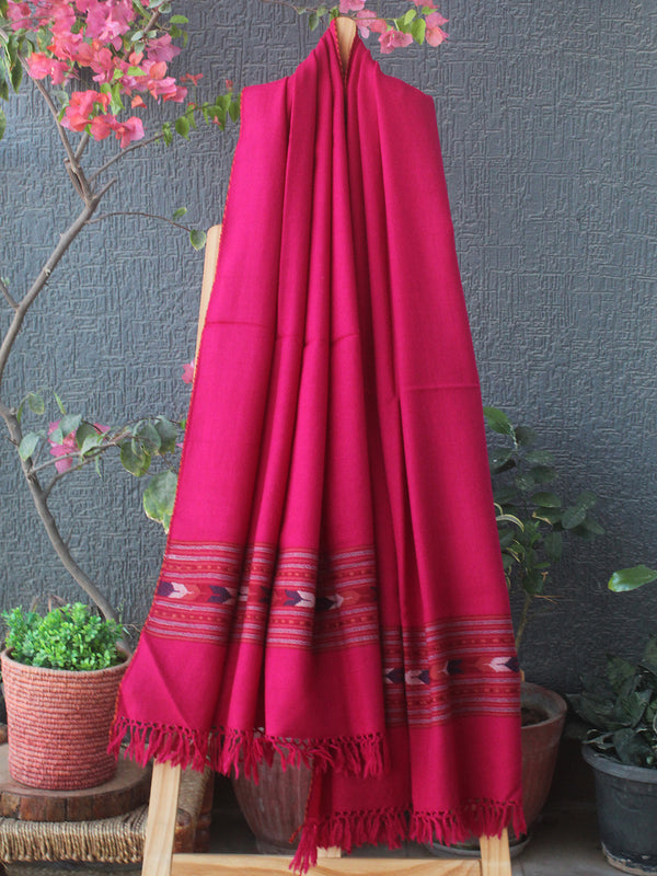 Pink Kullu Handloom Pure Wool Shawl