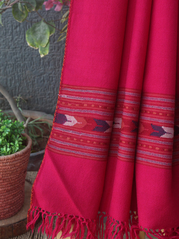 Pink Kullu Handloom Pure Wool Shawl