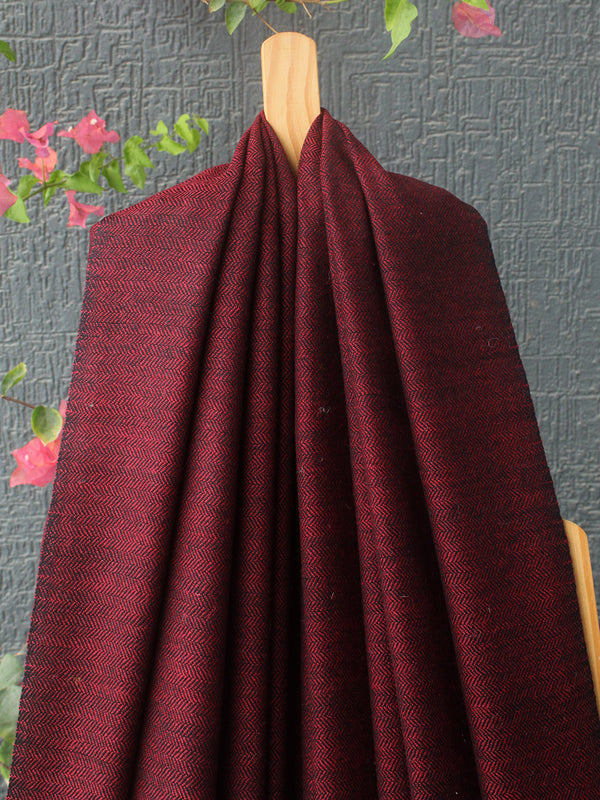 Maroon and Black Kullu Handloom Pure Wool Shawl