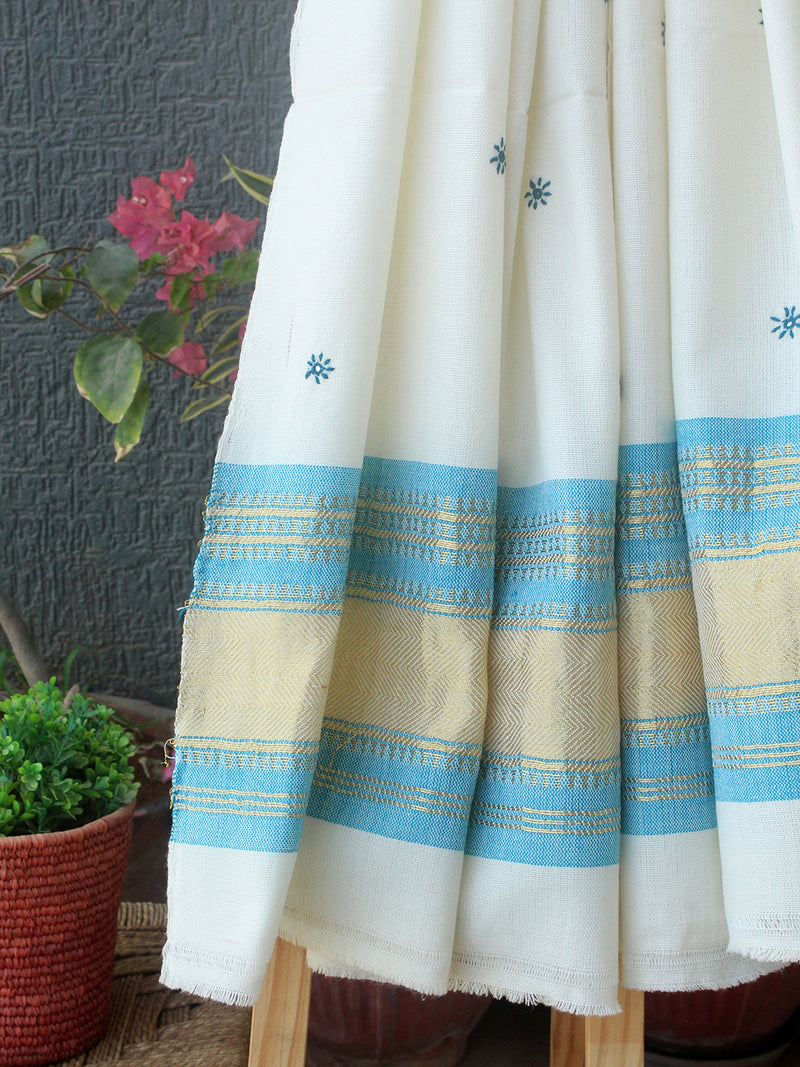 Off-White Bhujodi Handloom Acrylic Wool Shawl