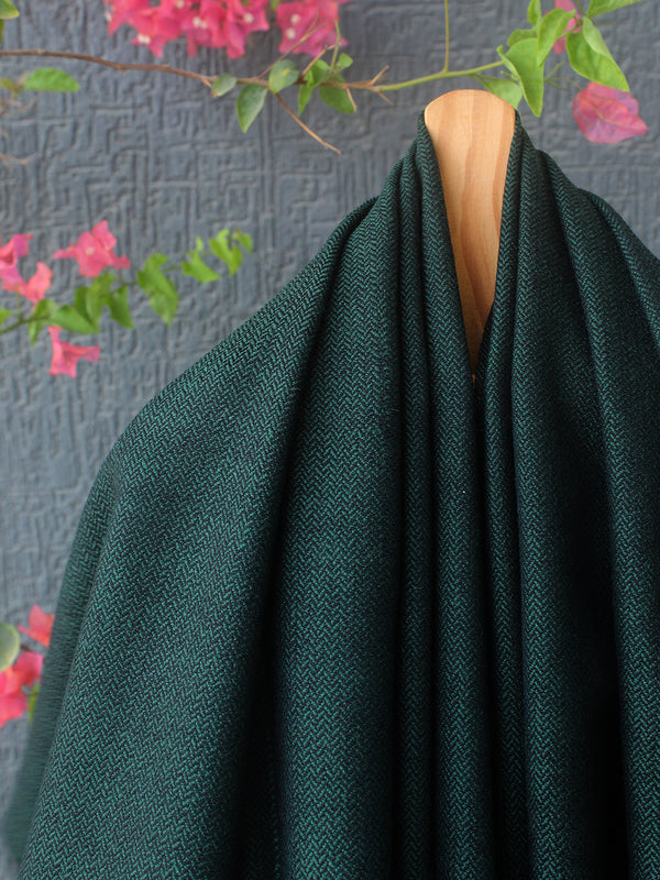 Green and Black Kullu Handloom Pure Wool Shawl