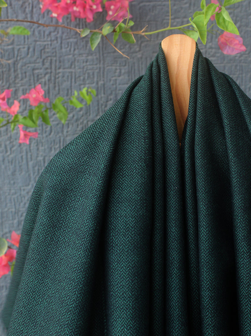 Green and Black Kullu Handloom Pure Wool Shawl