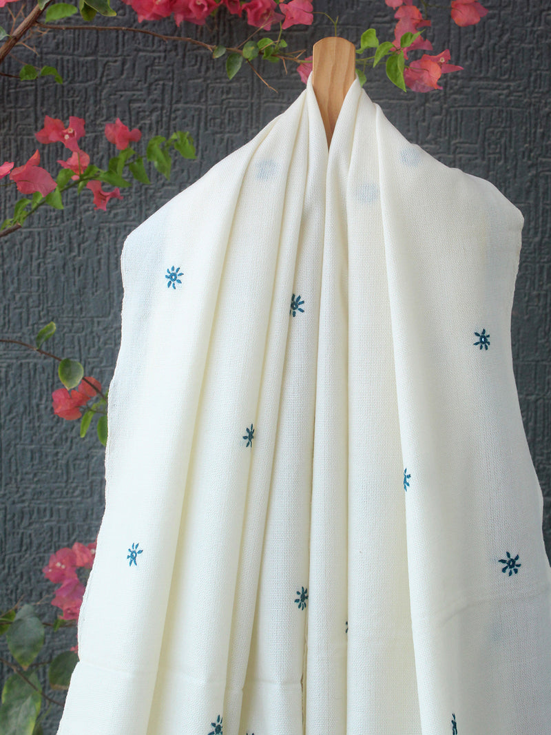 Off-White Bhujodi Handloom Acrylic Wool Shawl