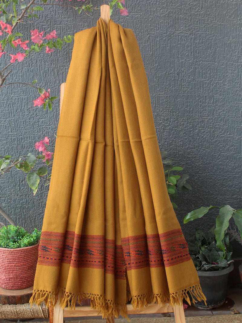 Mustard Kullu Handloom Pure Wool Shawl