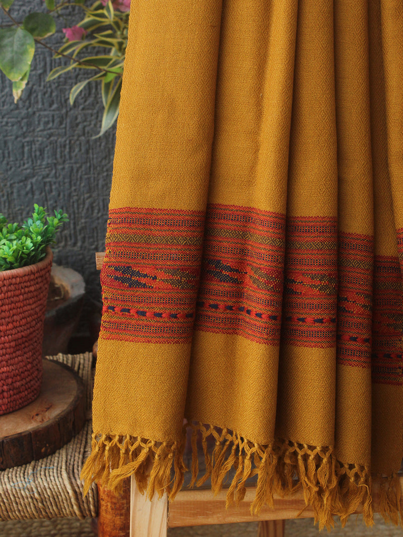 Mustard Kullu Handloom Pure Wool Shawl
