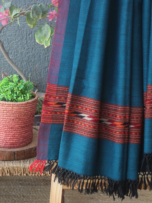 Blue Kullu Handloom Pure Wool Shawl