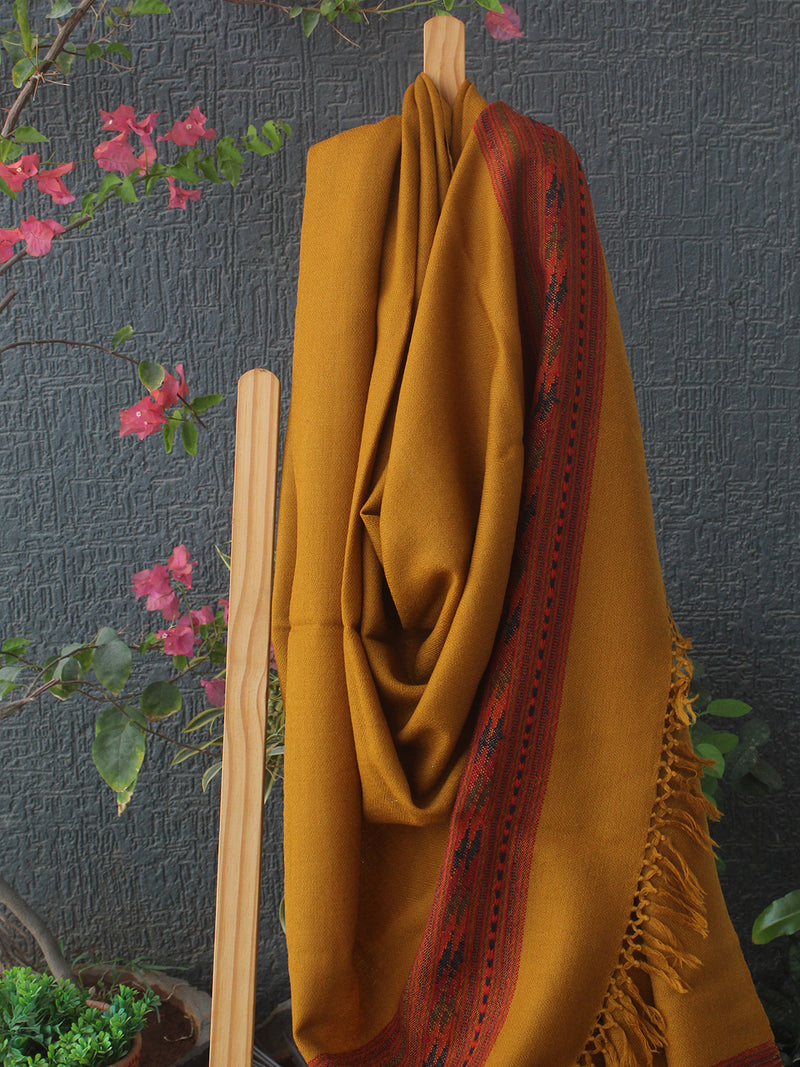 Mustard Kullu Handloom Pure Wool Shawl