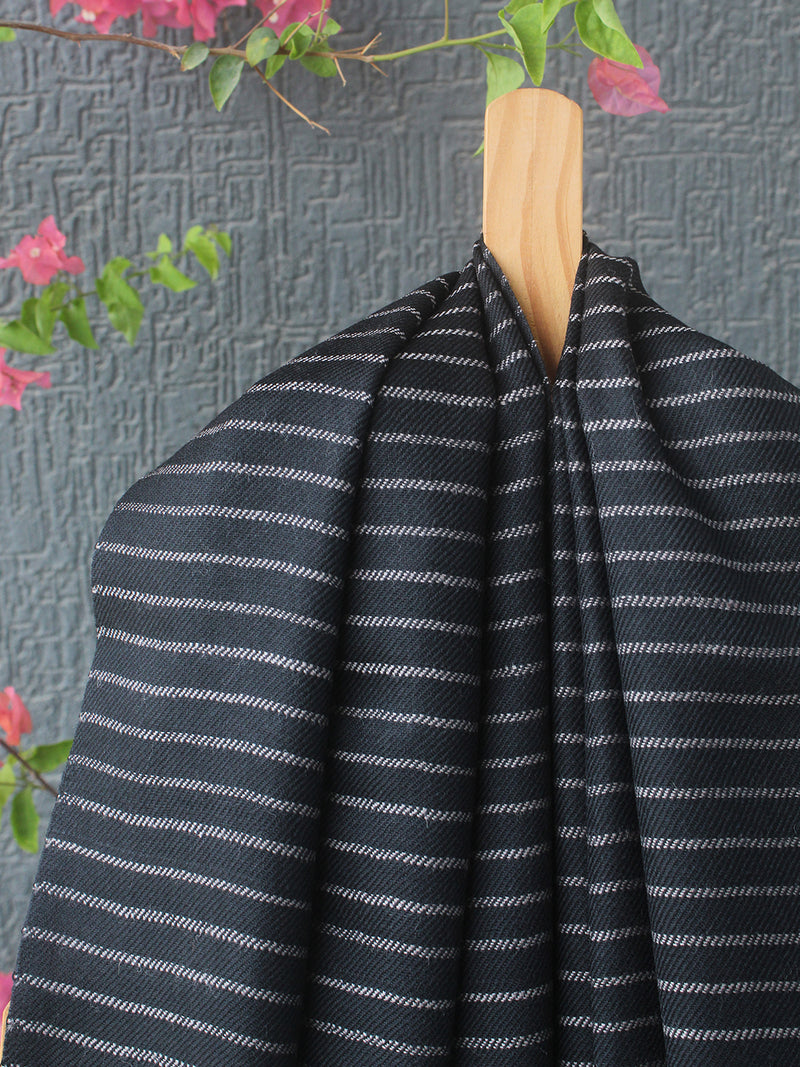 Black Striped Kullu Handloom Pure Wool Stole