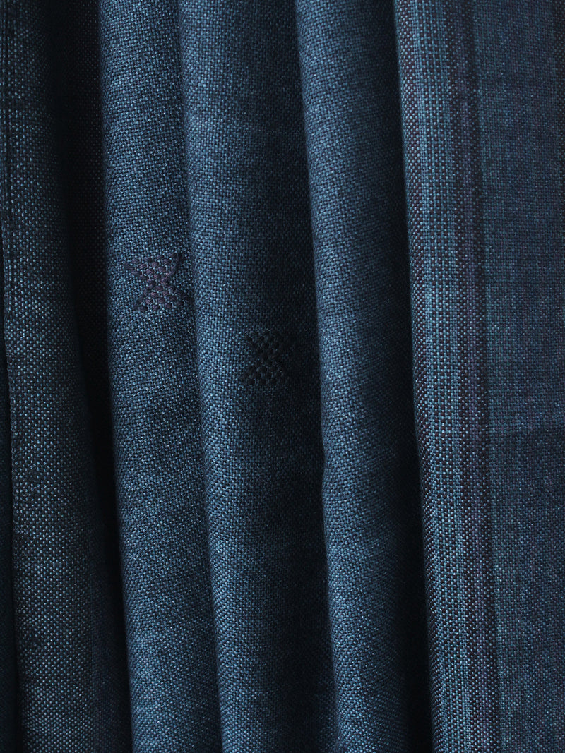 Indigo Bhujodi Handloom Pure Wool Dhabda Shawl