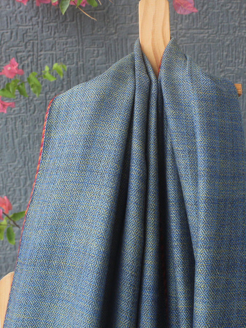 Indigo and Beige Kullu Handloom Pure Wool Shawl