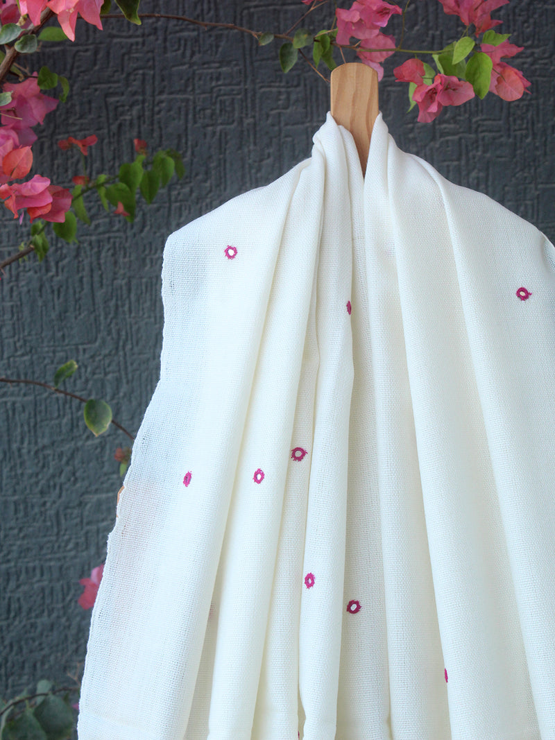 Off-White Bhujodi Handloom Acrylic Wool Shawl