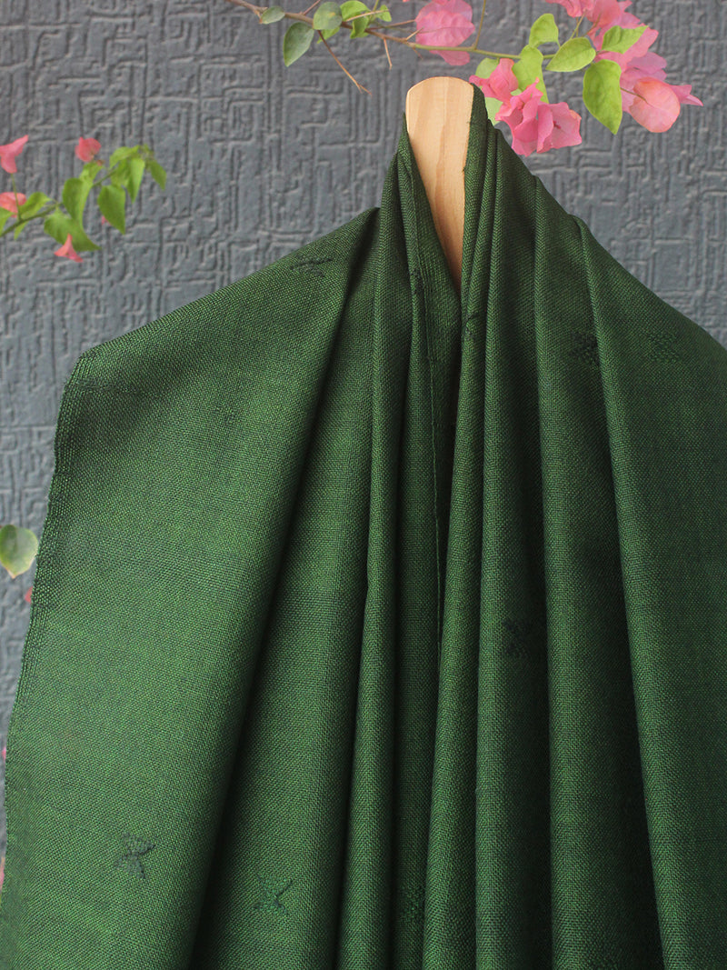 Green Bhujodi Handloom Pure Wool Dhabda Shawl