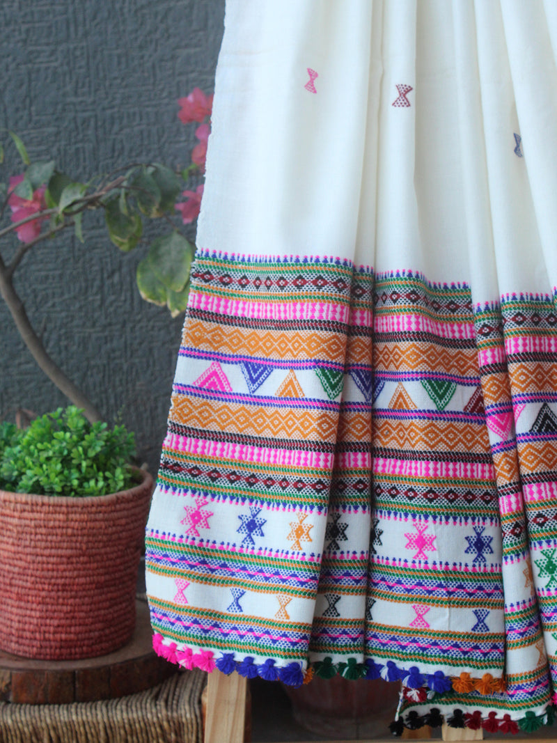 Off-White Bhujodi Handloom Acrylic Wool Shawl