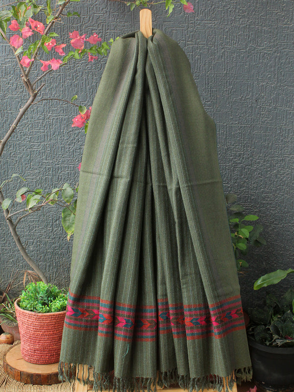 Khaki Kullu Handloom Pure Wool Shawl