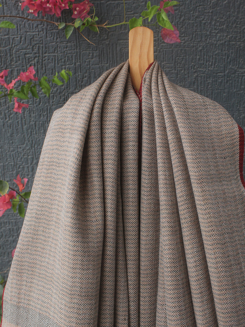 Beige Kullu Handloom Pure Wool Shawl