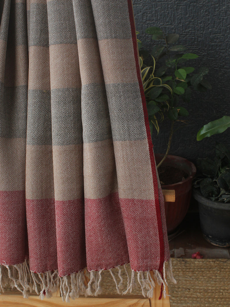 Beige Kullu Handloom Pure Wool Shawl