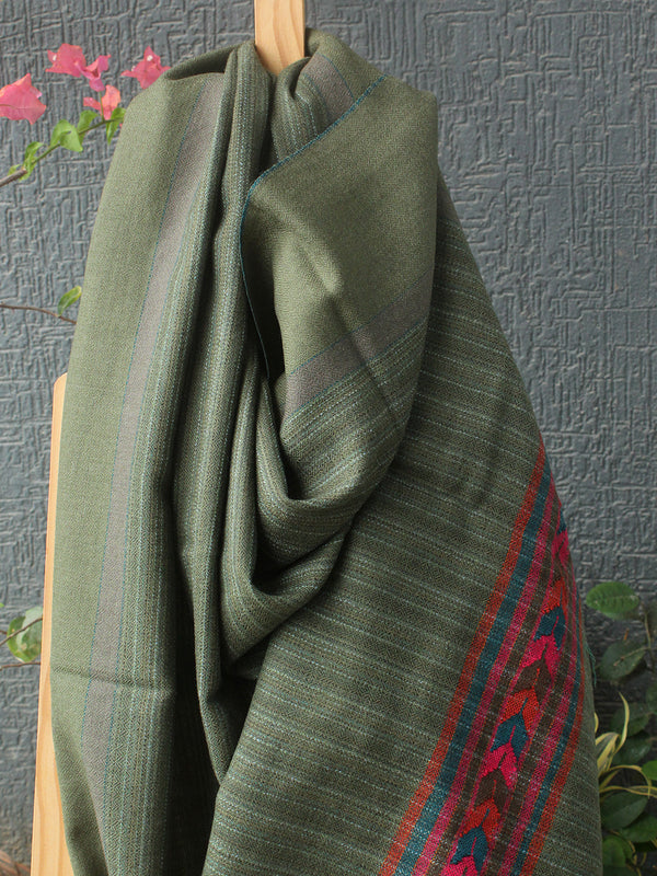 Khaki Kullu Handloom Pure Wool Shawl