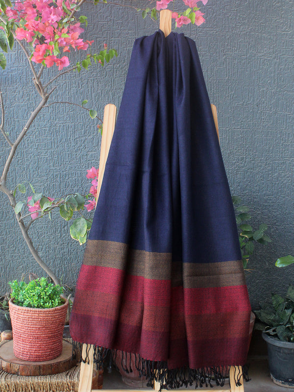 Blue Kullu Handloom Pure Wool Stole