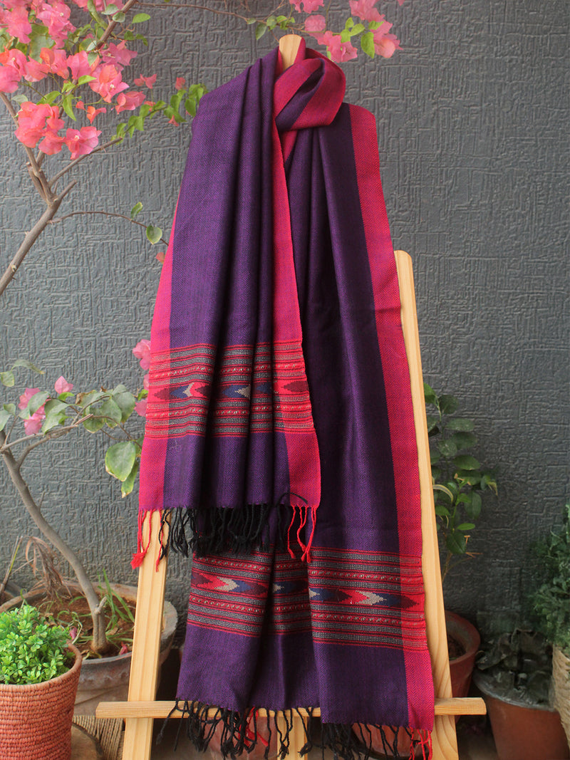 Purple Kullu Handloom Pure Wool Stole
