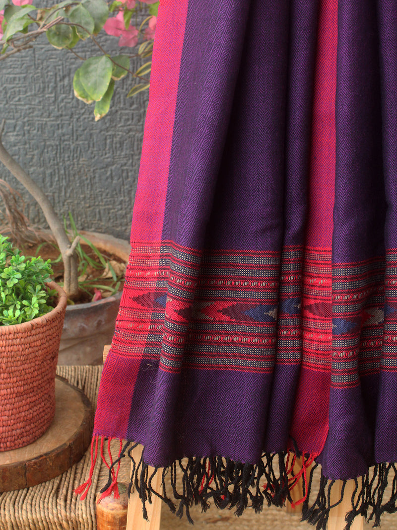 Purple Kullu Handloom Pure Wool Stole