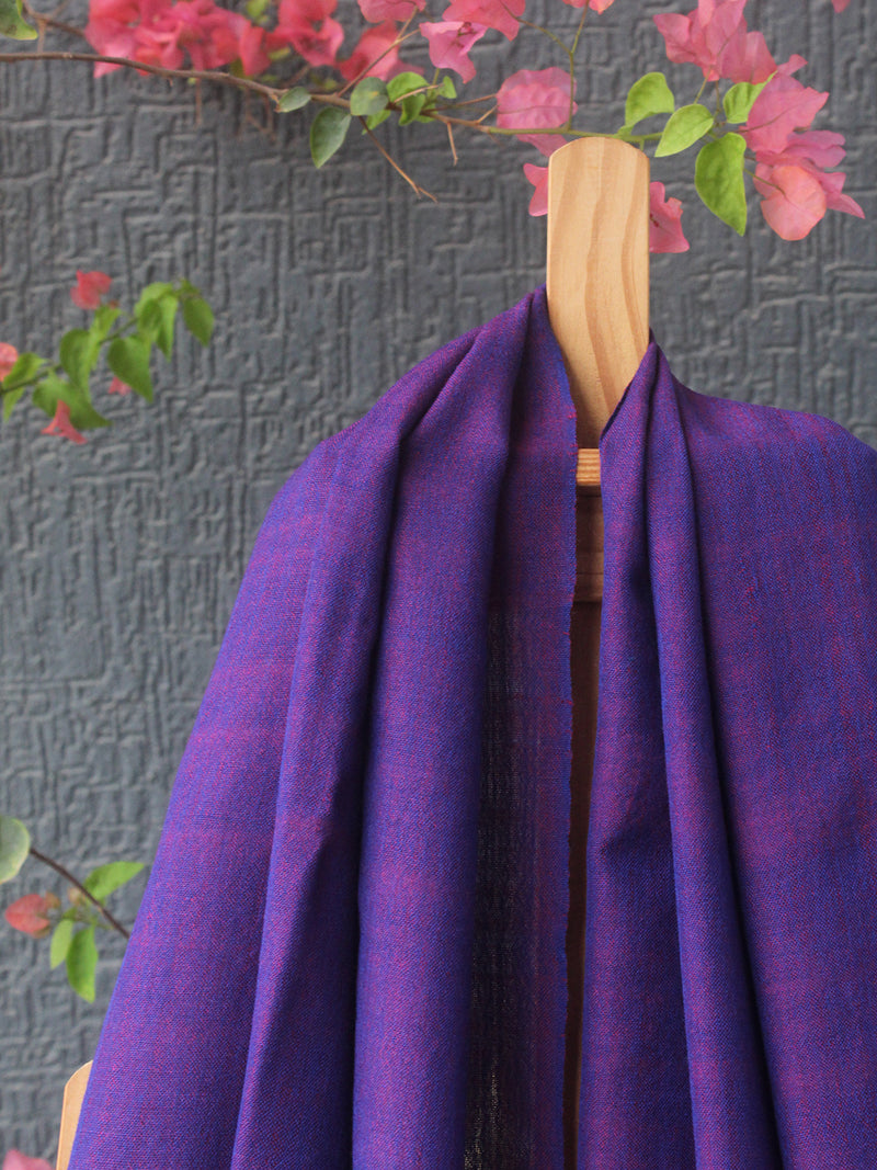 Purple Bhujodi Handloom Pure Wool Devra Mirror Work Stole