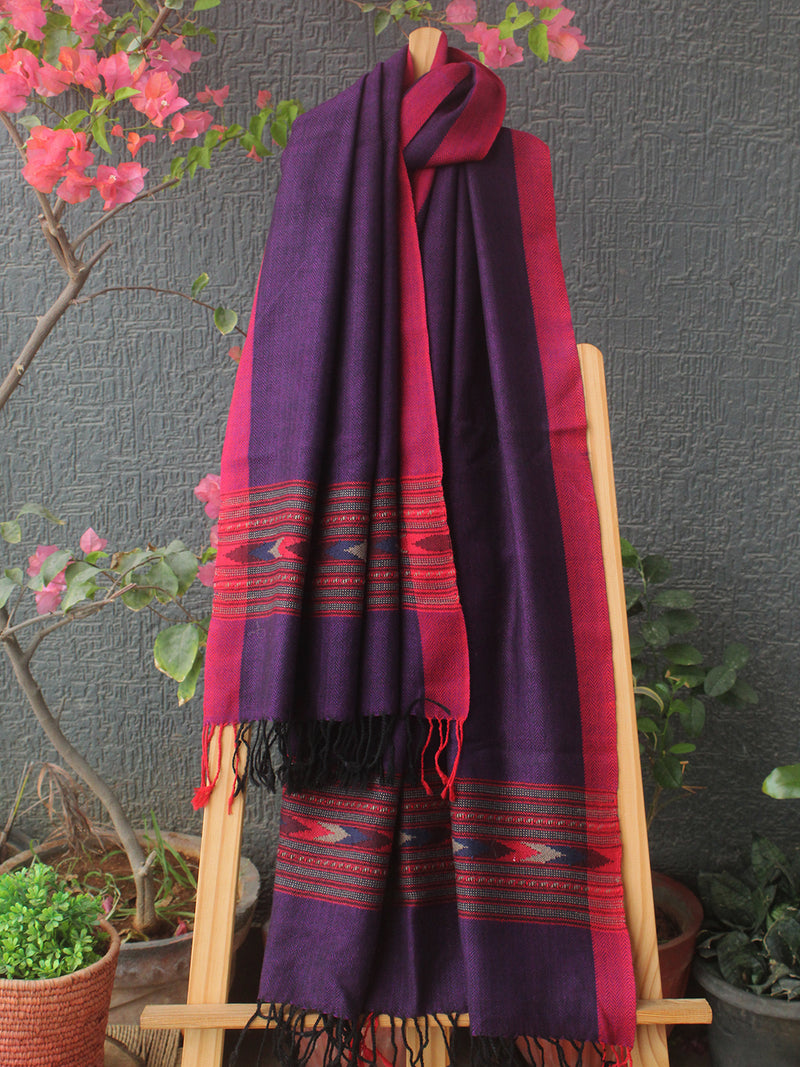 Purple Kullu Handloom Pure Wool Stole