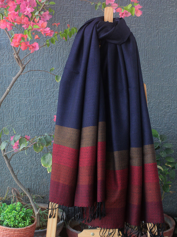 Blue Kullu Handloom Pure Wool Stole