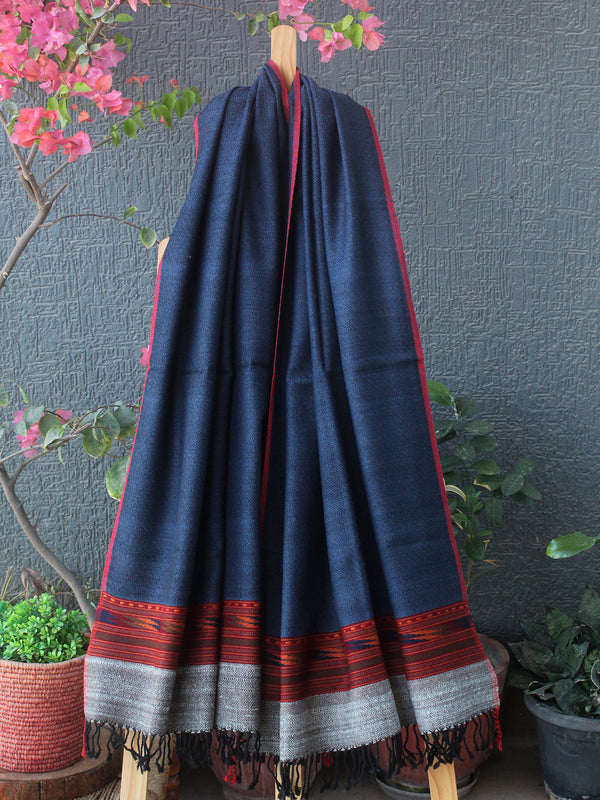 Indigo Kullu Handloom Pure Wool Stole