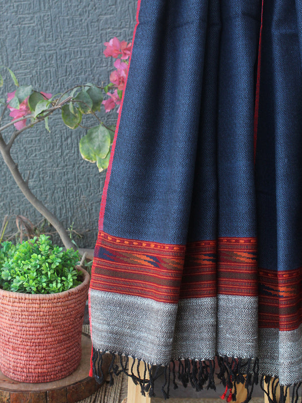 Indigo Kullu Handloom Pure Wool Stole