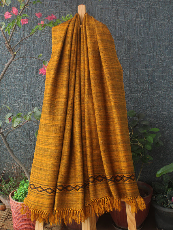 Mustard Handloom Pure Yak Wool Kullu Stole