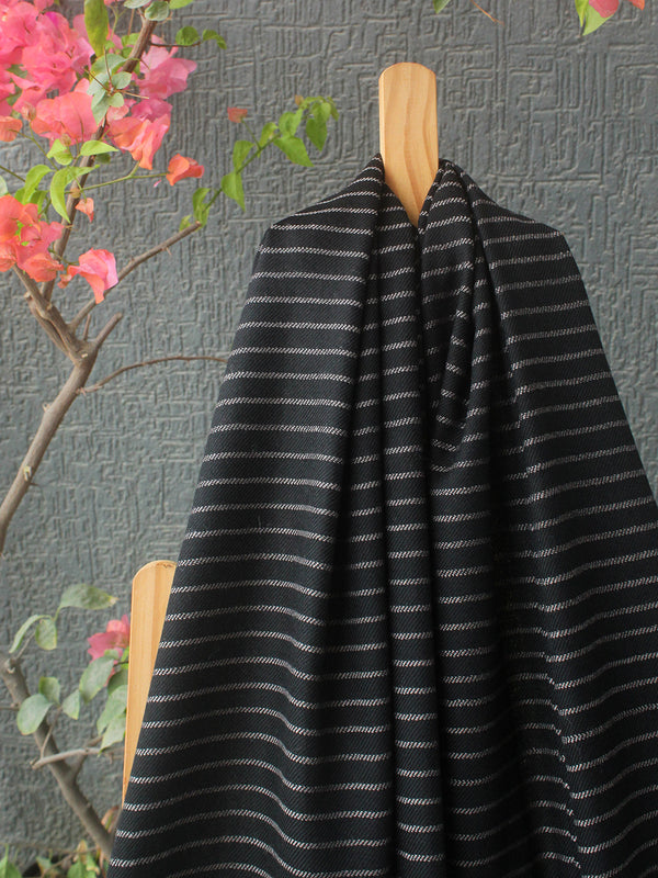 Black Striped Kullu Handloom Pure Wool Stole