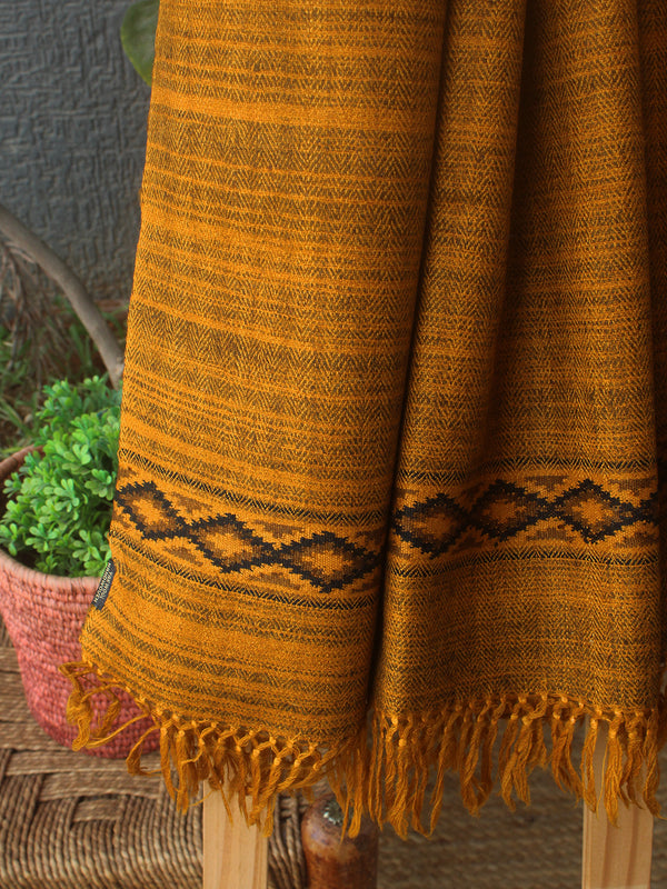 Mustard Handloom Pure Yak Wool Kullu Stole