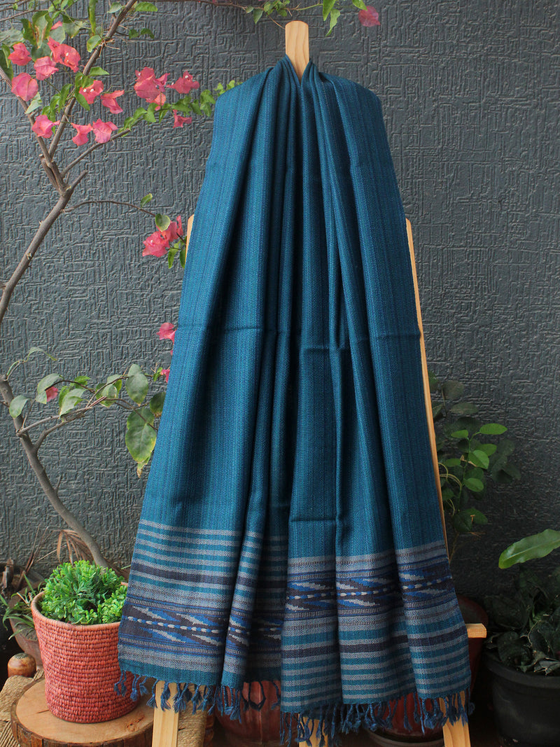 Blue Kullu Handloom Pure Wool Stole