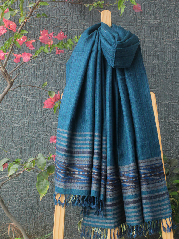 Blue Kullu Handloom Pure Wool Stole