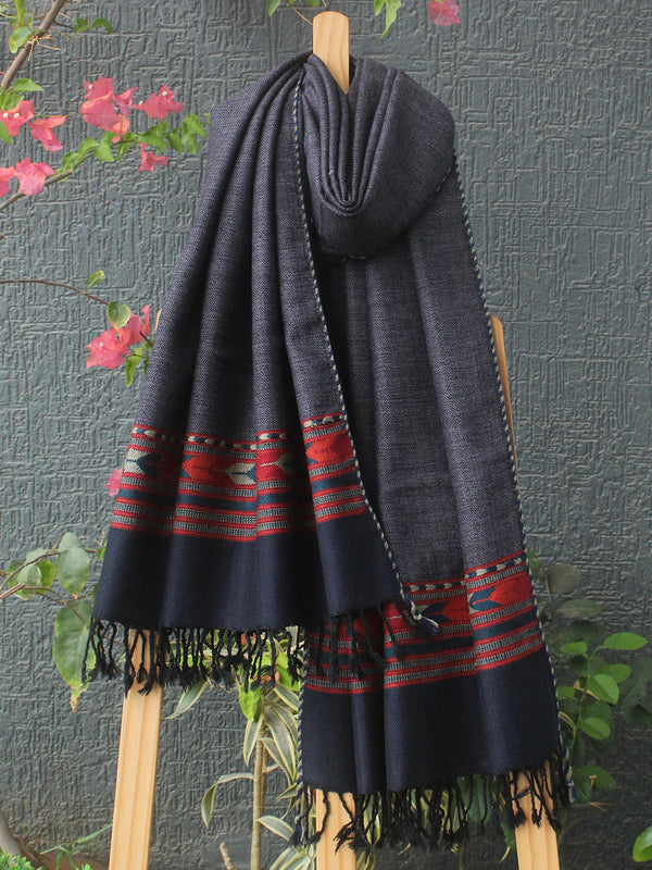 Grey Kullu Handloom Pure Wool Stole