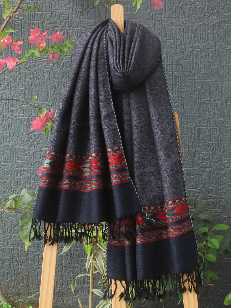 Grey Kullu Handloom Pure Wool Stole