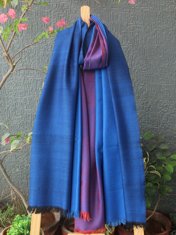 Blue and Purple Handloom Pure Wool Kullu Stole