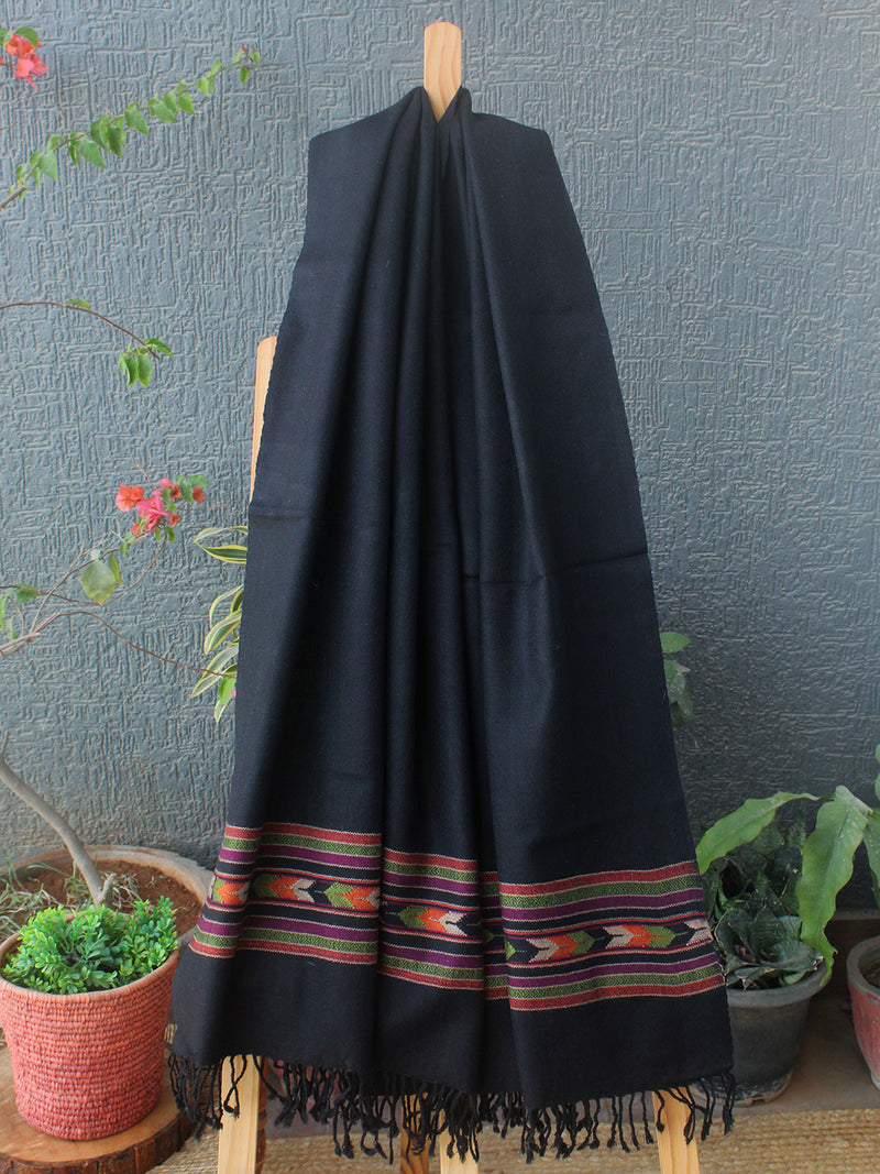 Khaki Handloom Pure Wool Kullu Stole main image 1