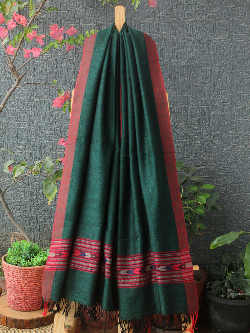 Green Kullu Handloom Pure Wool Stole