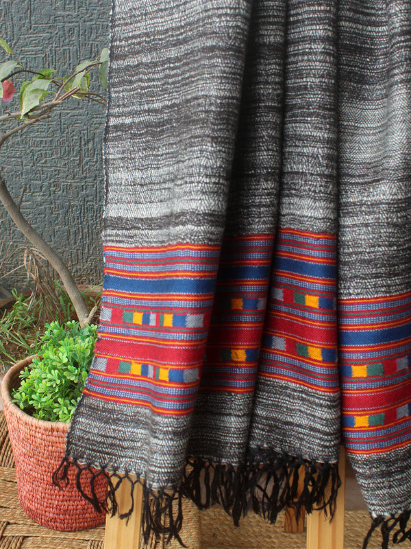 Grey Handloom Pure Yak Wool Kullu Stole