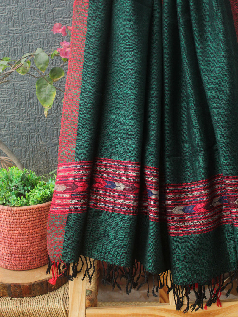 Green Kullu Handloom Pure Wool Stole