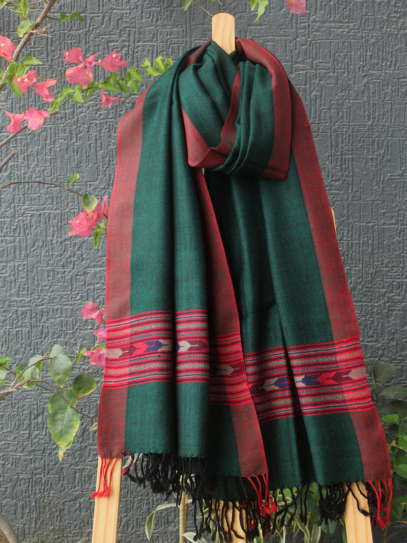 Green Kullu Handloom Pure Wool Stole