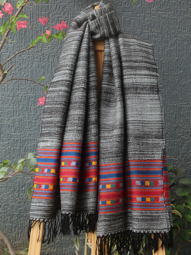 Blue and Purple Handloom Pure Wool Kullu Stole