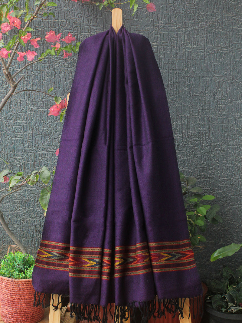 Purple Kullu Handloom Pure Wool Stole