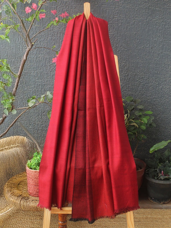 Red Handloom Pure Wool Kullu Stole
