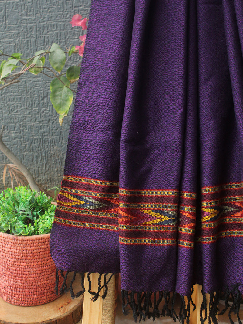 Purple Kullu Handloom Pure Wool Stole