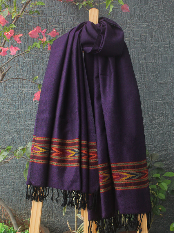 Purple Kullu Handloom Pure Wool Stole