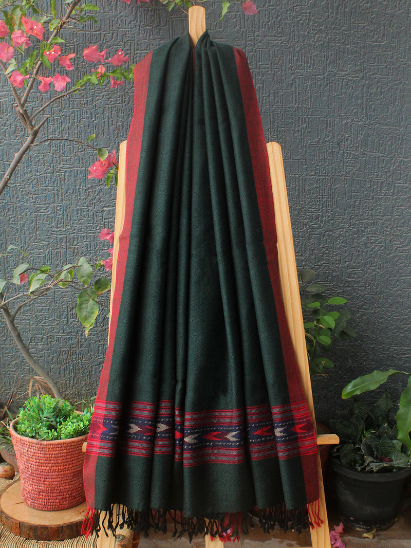 Green Kullu Handloom Pure Wool Stole
