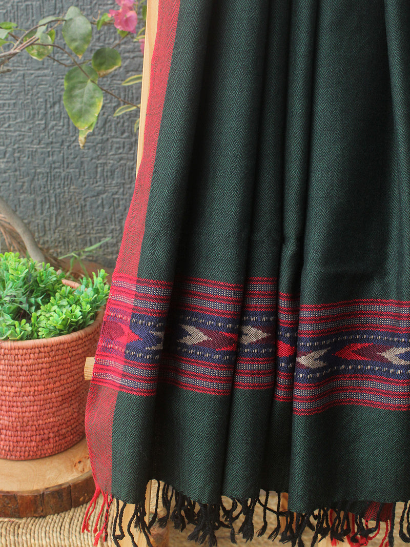 Green Kullu Handloom Pure Wool Stole